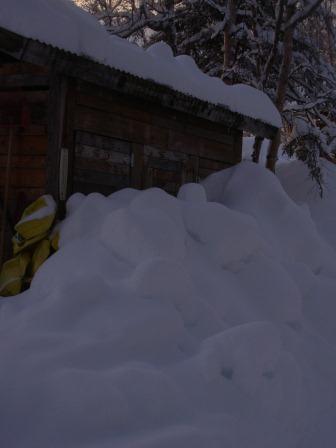 Snow off tack room roof