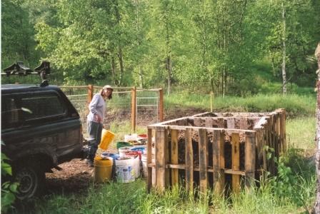 Turning compost