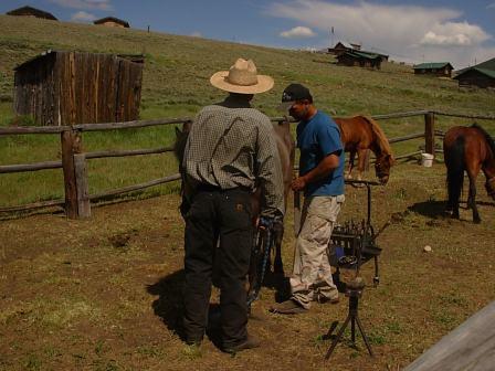 Chad shoeing Siggi in the Taylor Park corral