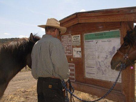 Checking map of Rio Grande National Forest